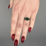 NWOT Green Zircon Emerald Cut Ring – Adjustable Mesh Band Size 6 Photo 1