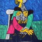 Vintage Picasso Portrait Square Scarf Abstract Art Wrap 34x34 Silky Feel Blue Photo 3