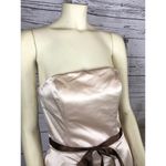 Bill Levkoff NWT Tan Satin Brown Belt Strapless Formal Bridesmaid Dress size 10 Photo 5