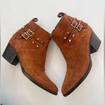 Valentino Garavani Tan Suede Rockstud Double Buckle 50mm Cowboy Ankle Boots EU38 Photo 14