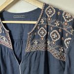 Velvet Tees Velvet Popover Womens Blue Gray Embroidered Floral Peasant Hippie Boho Western L Photo 4