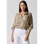 Brochu Walker  Marlowe Taupe Cropped Henley Sweater Size Small Photo 1