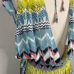 Gorgeous America and Beyond Chevron Pattern Beach Bathing Suit Coverup Dress Blue Size L Photo 3