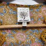 Self Esteem  Women Top M Gold Boho Floral Print Crochet Trim Indie Parisian Fairy Photo 6