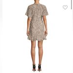 Rebecca Vallance Anya Wrap Mini Dress Sz 6 Beige Black Leopard Print Ruffle Hem Photo 2