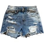 American Eagle Womens  Light Wash High Rise Distressed Mom Denim Jean Shorts - 00 Photo 0