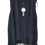 Navy Blue Knit Vest Sleeveless Cardigan Large NWT Photo 0