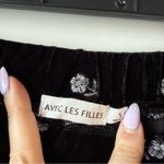 Avec Les Filles Avec Les‎ Filles Floral Embroidered Velvet Flare Pants Black Silver S Photo 4
