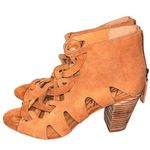 Zodiac Cognac Suede Camila Women’s Cut Out Open Toe Booties Photo 0