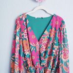 Baltic Born Teal Floral Wesley Long Sleeve Mini Dress Photo 4