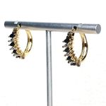Ross Simons Diamond Sapphire Vermeil Yellow Gold Sterling Silver Hoop Earrings Photo 4
