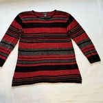 Paraphrase  Women’s Crochet Tunic Sweater M Rayon & Acrylic Blend Red /Gray/Black Photo 2