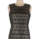 Milly Black Gold Metallic Geometric Sheath Cocktail Dress Size 6 Tailored Party Photo 2