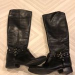 Tory Burch  Tall Black Leather Boots w Silver Hardware - Size 6 Photo 0