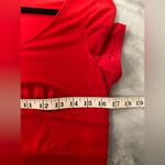 George Size M Red Stretchy Short Sleeve V Neck Ruffle Hem Pullover Mini Dress Size M Photo 6
