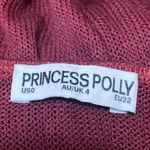 Princess Polly Pratt Red Long Sleeve Knit Sheer Asymmetric Hem Crop Top Size 0 Photo 2