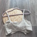 Marissa Webb Paloma tie front crop top in‎ flax Tan Photo 5