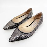 Jimmy Choo Romy Ballet Flats Point Toe Sequin Black Silver Photo 3