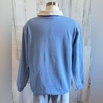 Vintage cat embroidered collared Sweatshirt Heart Flowers Medium Grandma Blue Photo 3