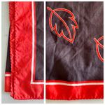 Vintage Silken Square Scarf, Autumnal Falling Leaf Print (Red & Brown) Red Photo 4