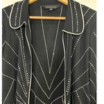 Ming Wang  Black Knit Hook Front Jacket‎ S Geometric Dots Classic Photo 4
