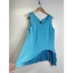H by Halston  Woven Sleeveless Tunic with Pleated Detail Surf Blue Size 12 Photo 3