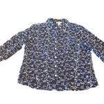 Rafael Essential navy long sleeve eyelet geo print cotton blue collar shirt L Size L Photo 0
