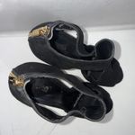 Michael Kors Old Money Classic Gold Black Sueded Velvet Peep Toe Heels 9.5M Photo 4