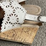Attention  White & Tan Cut Out Pattern Wedge Sandals for Women Size 8 Photo 4
