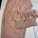 SheIn  XL‎ Two Piece Set Crop Top Wide Leg Pants Ruffle Smocked Pink Casual Photo 0