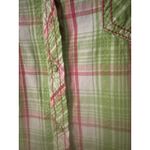 Ariat Brooke Fitted Pearl Snap Long Sleeve Lime Green And Pink Plaid Shirt W/emb Photo 5