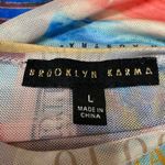 Brooklyn Karma Multicolor Graphic Print Crewneck Short Sleeve Tee T-shirt Top L Photo 2
