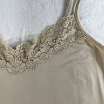 Cato Y2K Medium M Beige Cami Tank Top Lace Neck Bottom Trim Boho Whimsy Coquette Photo 2