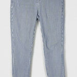Madewell White & Blue Striped Zip Ankle Skinny Jeans Photo 0