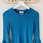 Altar'd State Ribbed Bell Sleeve Top Blue Sz XS Photo 1