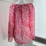 Trina Turk Pink Purple Small Silk Blend Resortwear Flowy Blouse Boho Coastal Photo 4