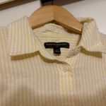 Banana Republic  Factory Button Up Shirt Small Yellow White Stripe Cotton Linen Photo 3