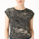 W118 By Walter Baker Abstract Casual Workwear Black White Short Sleeve Top S Photo 0