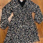 Gilli Black Dress with White and Tan Floral Pattern Size M Photo 0