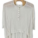 Free People ‎ White Oversized Small HenleyTop Asymmetrical High Low Hem Photo 2