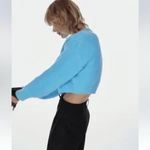 ZARA  Women's Soft Bright Blue Knit Cropped Sweater NWT Photo 6
