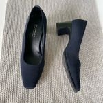 Vtg Villager Liz Claiborne Navy Blue Fabric Block Heel Square Toe Pumps Sz 9.5 Photo 9