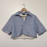 ZARA  Oversized Striped Button Down Crop Shirt Top Size Small Blogger Fave Photo 1