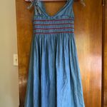 Miu Miu  Blue Midi Dress with Red Accents Photo 1