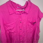 NWT Calvin Klein Jeans Tencel Button Down Collar Sleeveless Top Hot Pink Modest Size 3X Photo 3