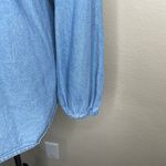 Terra And Sky Women's Stonewash Denim Chambray Pleated Top Shirt Plus Size 3X Blue Photo 4