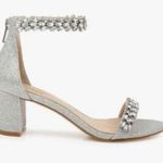 BADGLEY MISCHKA JEWEL BRONWEN SILVER EMBELLISHED EVENING WEDDING PROM SIZE 8 Photo 3