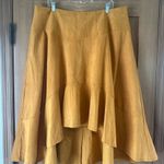 Anthropologie Maeve Cosima Flounced Hi-Low Suede Midi Skirt Mustard size 16W Photo 4