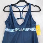 Champion Blue Dot Racerback Padded Halter Fade Resistant Tankini Top L Large Photo 2