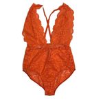 FREE PEOPLE x HAH Lace Bodysuit Sz XS Burn Orange Feminine Party Resort Boho NWT Photo 10